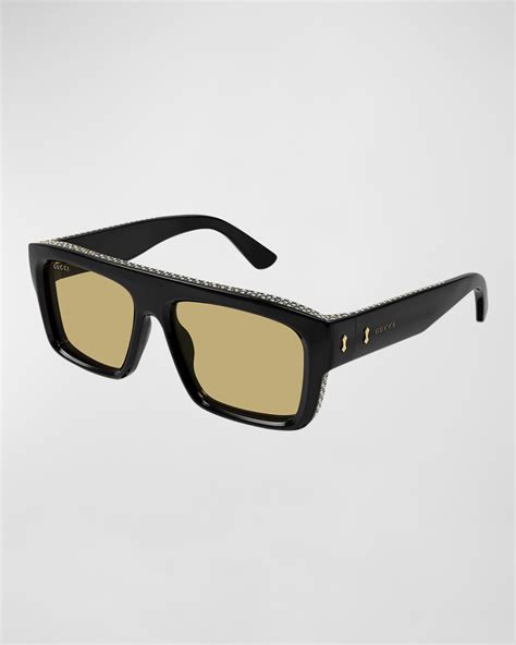 gucci flip narrow acetate rectangular sunglasses|Gucci rectangular sunglasses men.